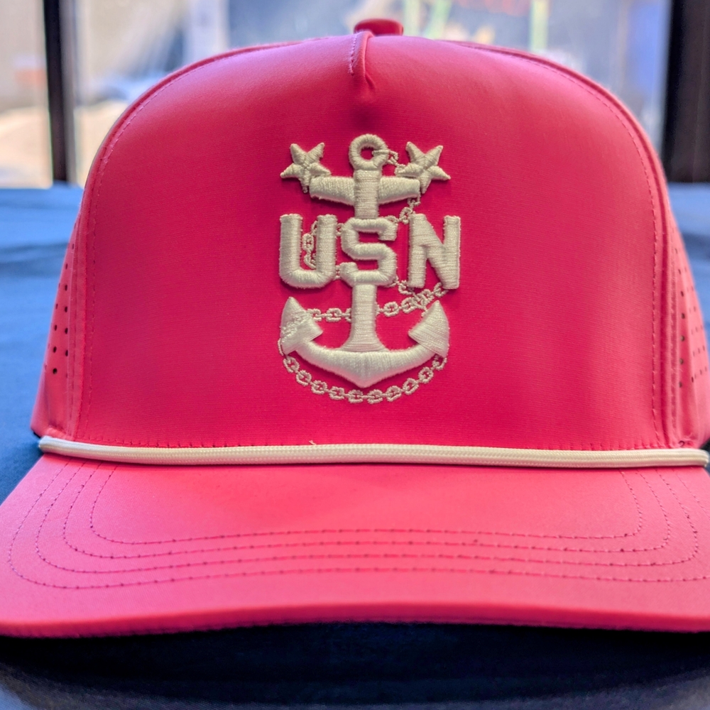 Navy CPO Neon Pink Golf Rope Hat. Available in CPO, SCPO, MCPO - Picture 2 of 2